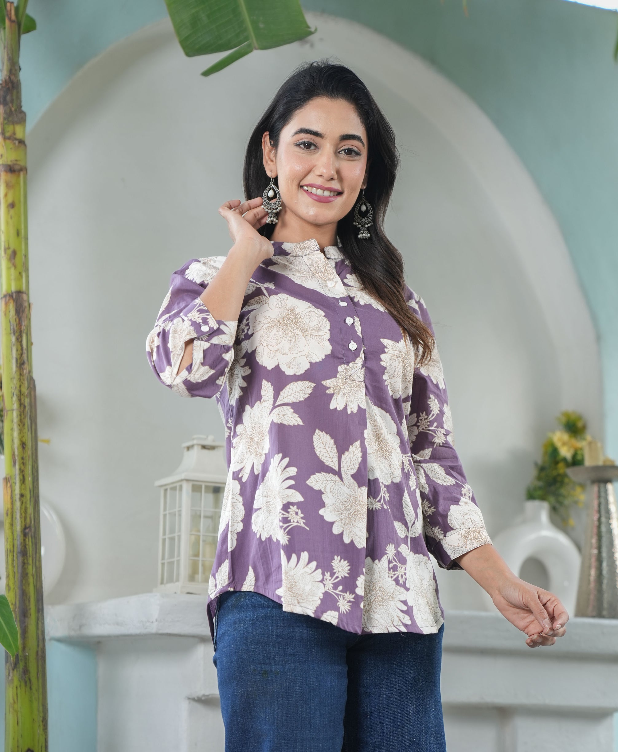 Lavender Bloom Floral Top for Women