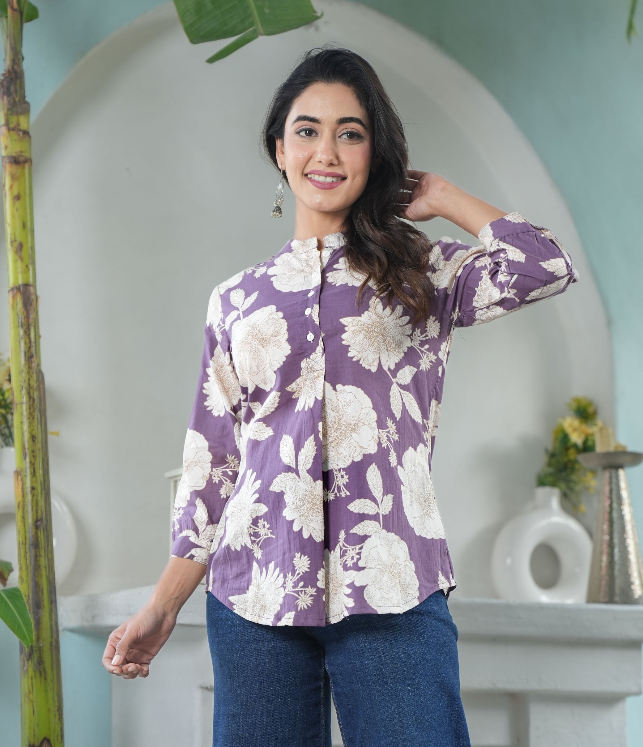 Lavender Bloom Floral Top for Women