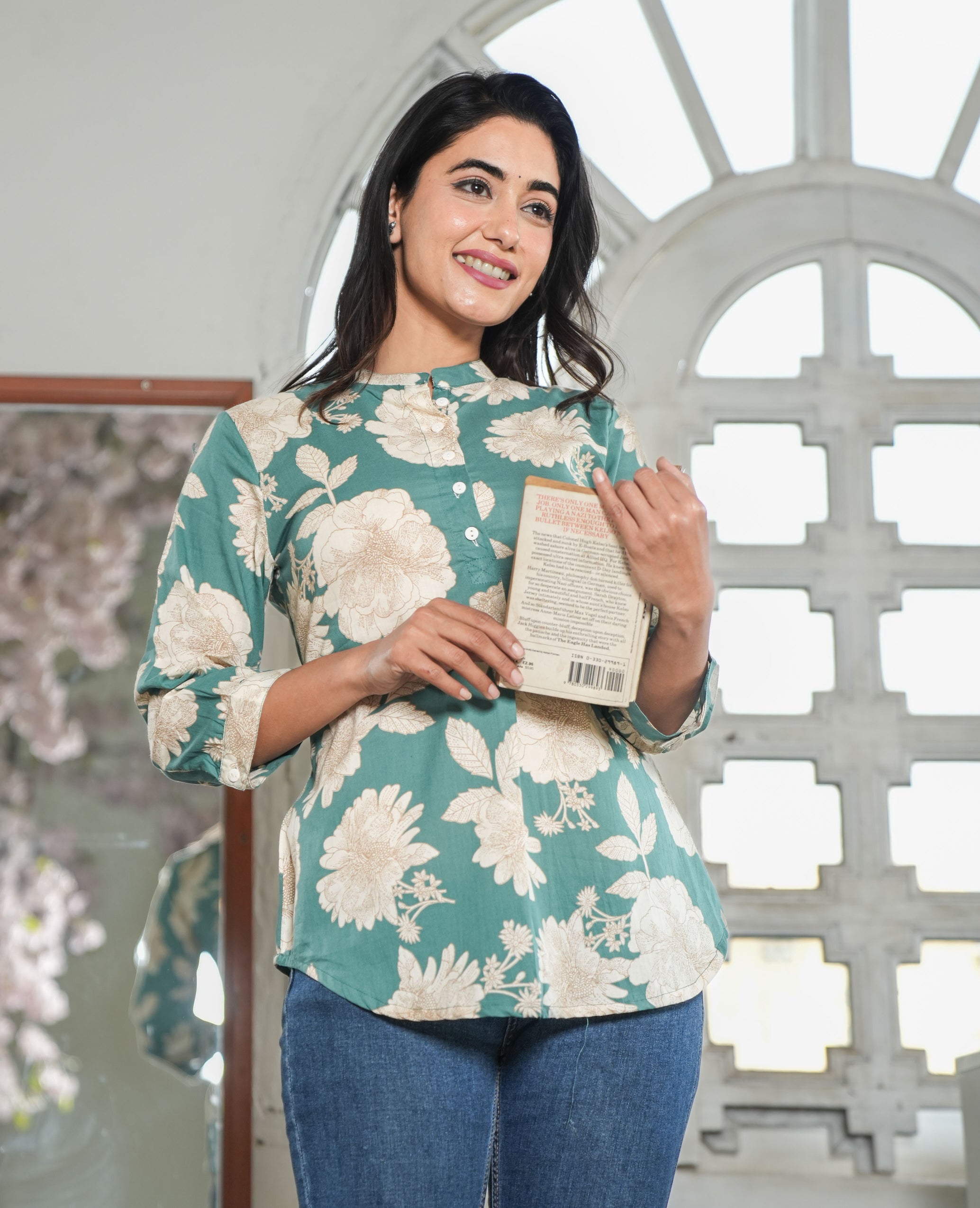 Mint Grove Floral Top for Women