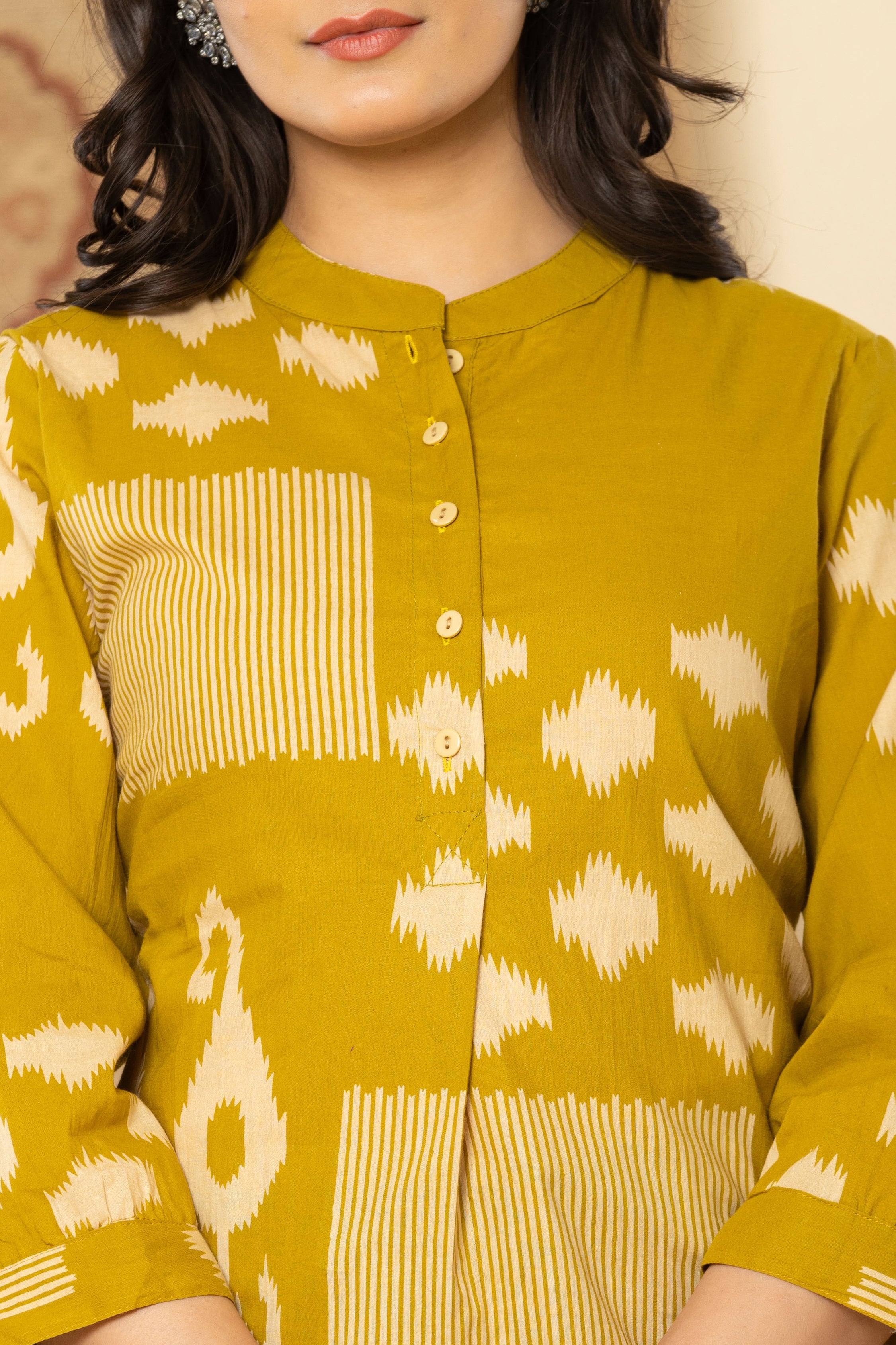 Golden Meadow Women's Cotton Top – Yellow Floral Printed